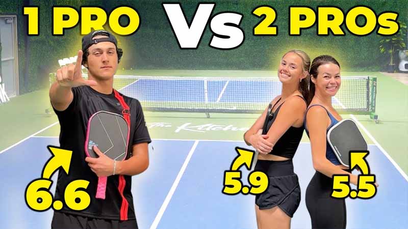Jack Munro pickleball thumbnail: Can 1 man beat 2 female pro pickleball players, high curiosity challenge premise