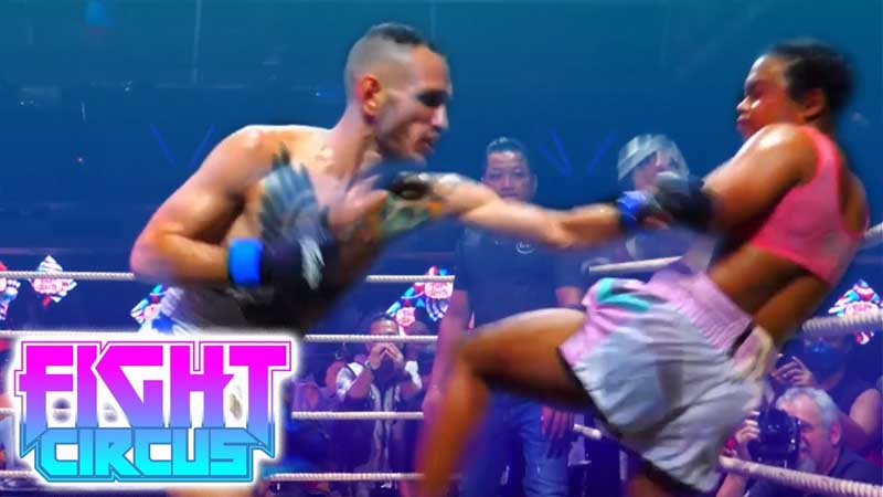 FightCircus thumbnail featuring an open gender Muay Thai matchup used to drive curiosity