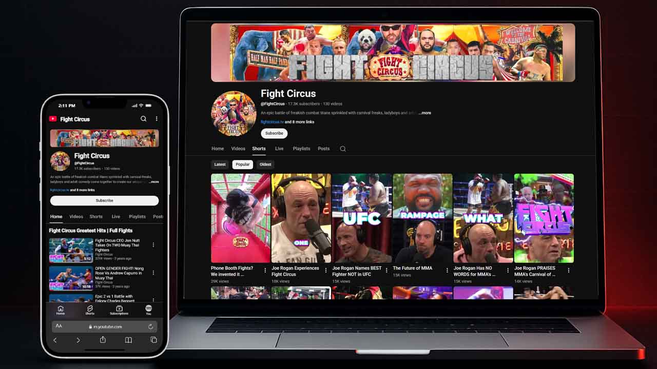 FightCircus YouTube channel reactivation and short form performance case study hero image